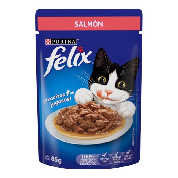 Alimento Para Gato Felix ¡trocitos Jugosos! Salmón 85 G